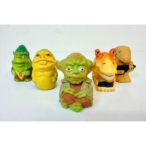 Vintage Star Wars Pencil Toppers –Yoda JarJar Binks Jabba Boss Nass Battle Droid